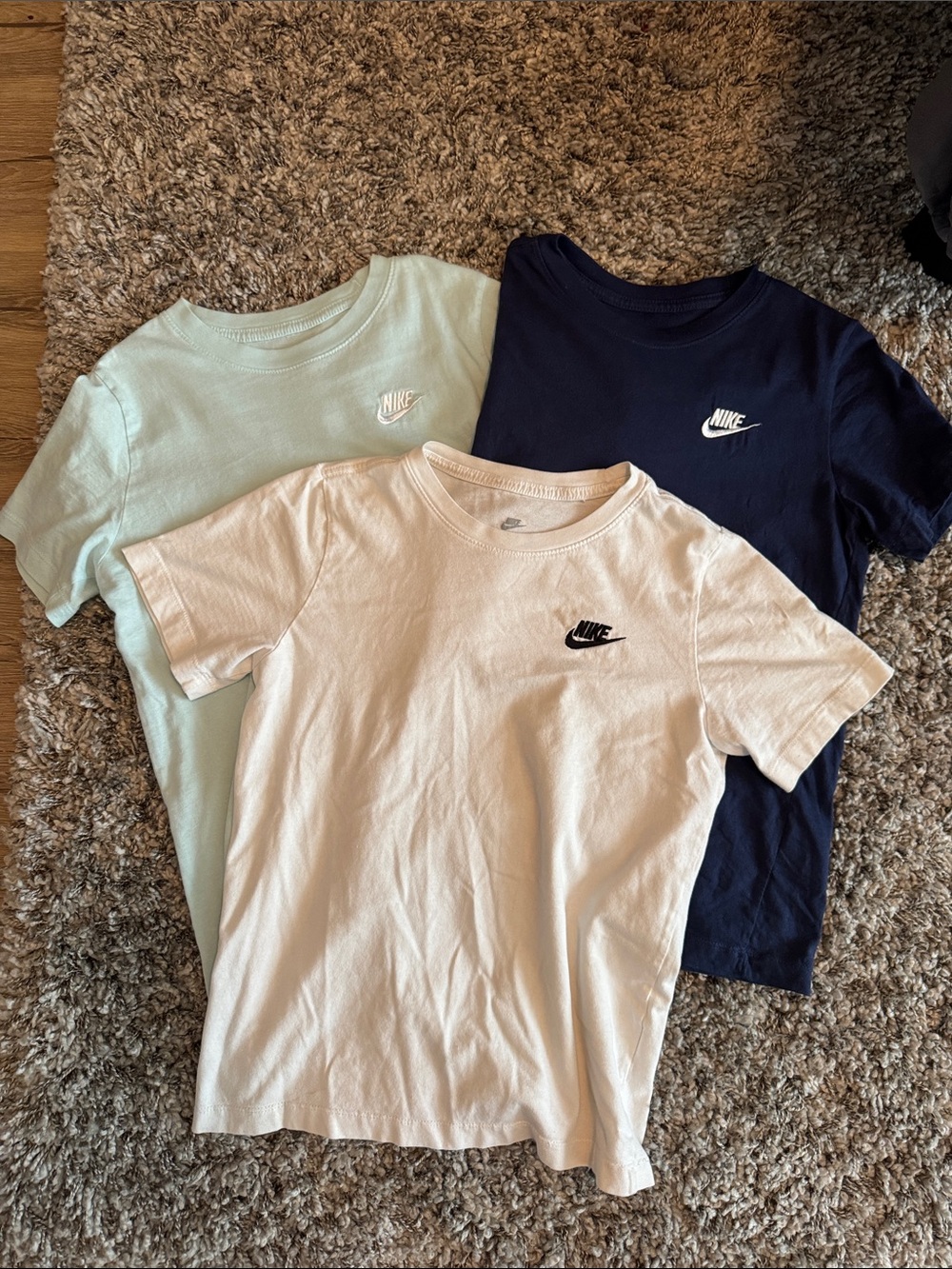 Nike Kids Short Sleeve Tee Pack Large — Navy, White, Mint